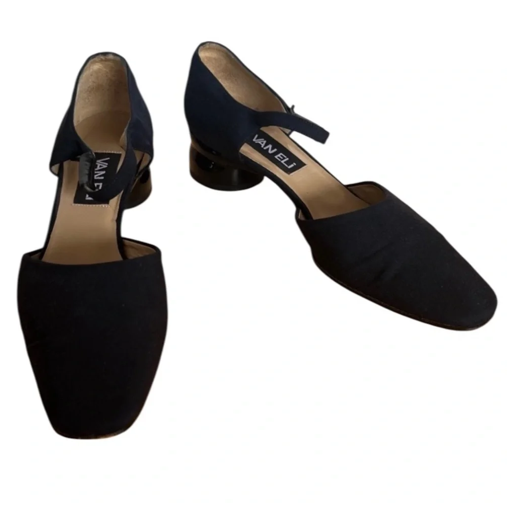 Vaneli Matte Navy Blue Heels Mary Jane Square Toe Size 7.5 - Picture 1 of 7